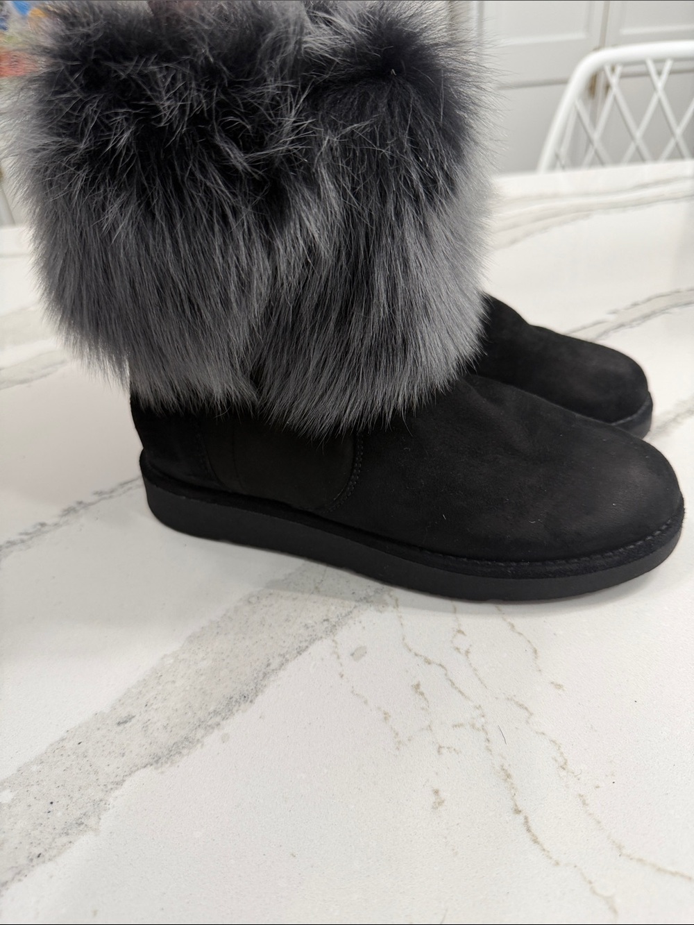 Women's UGG Collection Lora Merino Shearling Cuff Suede Boots- Size 6